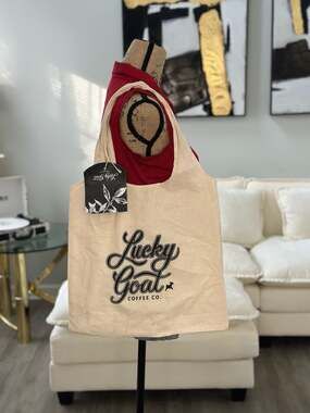 Lucky Goat Coffee Co. Canvas Reusable Tote Bag